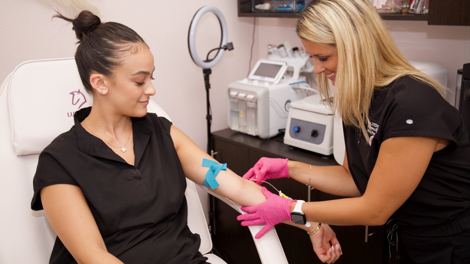 A vitamin IV drip administered at Luxe Haus Aesthetics & Beauty in Coral Springs, FL.